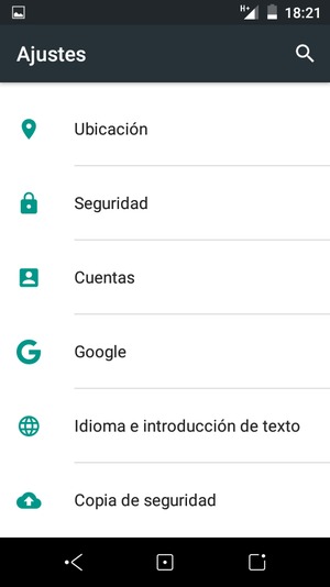 Desplácese y seleccione Copia de seguridad