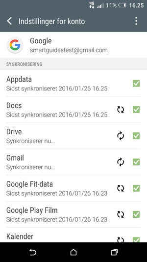 Dine oplysninger vil blive synkroniseret