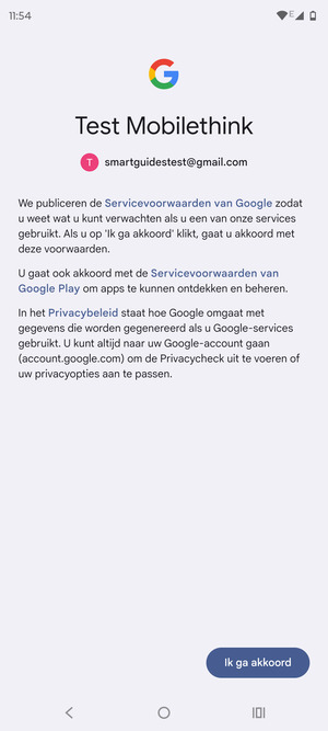 Selecteer Ik ga akkoord