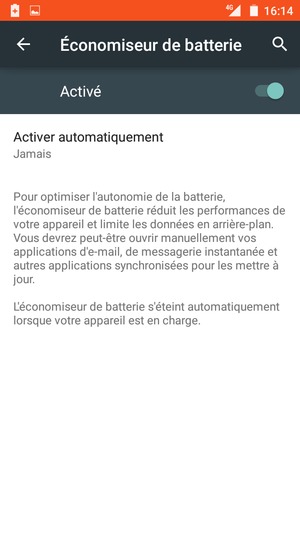 Activer le Économiseur de batterie