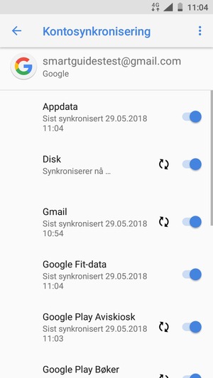 Din informasjon blir synkronisert