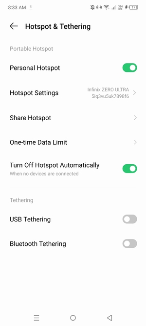 Your phone is now set up for use as a modem