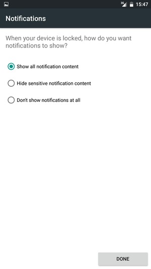 Select your preferred option and select DONE