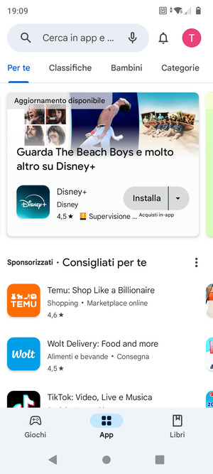 Seleziona la barra di ricerca
