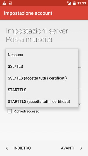 Seleziona Nessuna e AVANTI