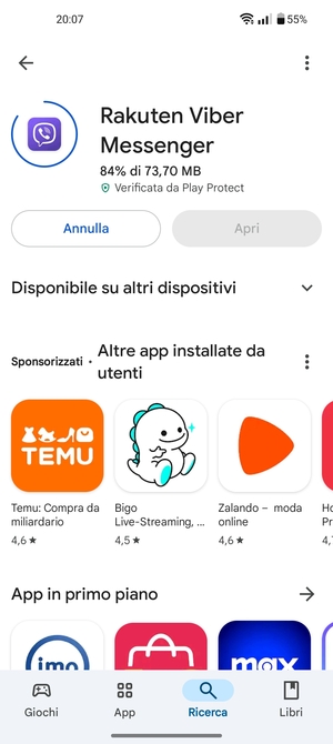 Attendi il completamento del processo di installazione