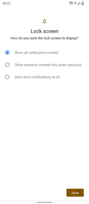 Select your preferred option and select Done