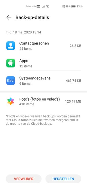 Selecteer HERSTELLEN
