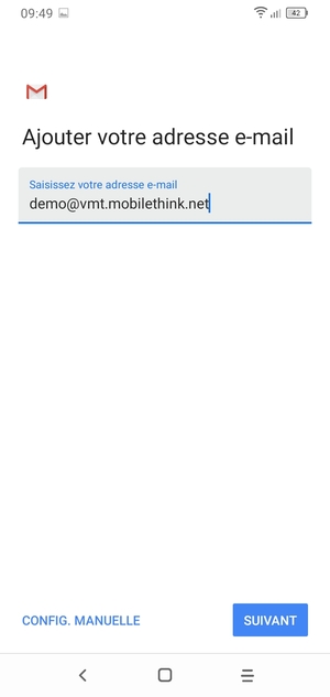 Saisissez votre adresse e-mail et sélectionnez SUIVANT