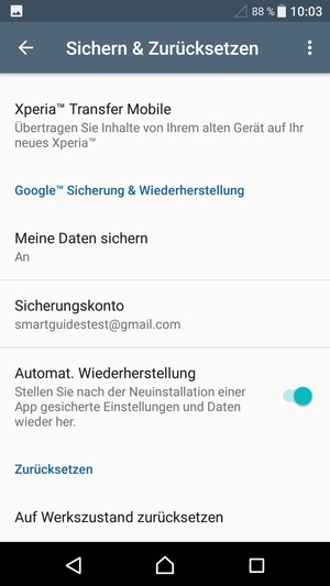 Wählen Sie Sicherungskonto