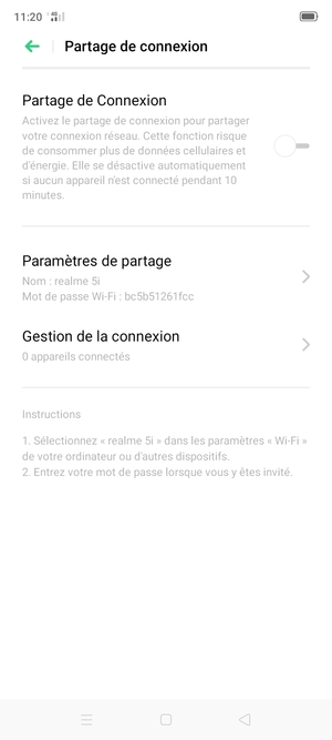 Activer le Partage de Connexión