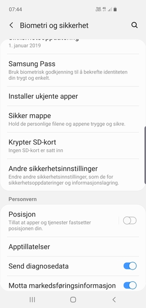 Bla til og velg Andre sikkerhetsinnstillinger