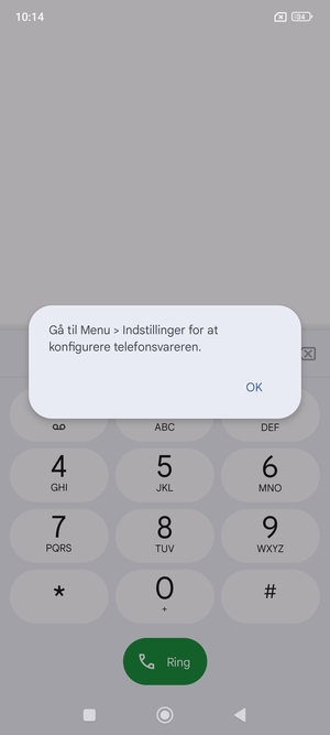 Hvis din telefonsvarer ikke er sat op, vælg OK