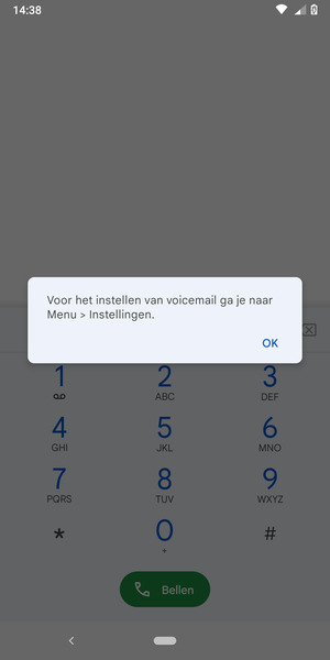 Als uw voicemail niet geïnstalleerd is, selecteert u OK
