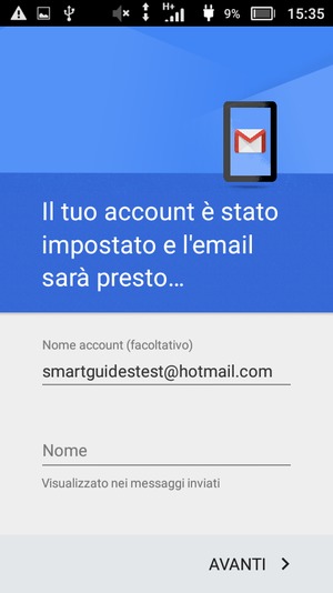 Scegli un nome per il tuo account e inserisci il tuo nome. Seleziona AVANTI