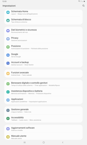 Scorri e seleziona Account e backup