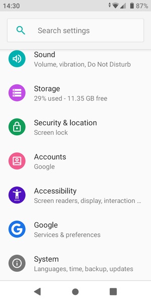 Scroll to and select System