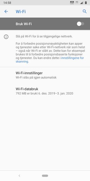 Slå på Bruk Wi-Fi