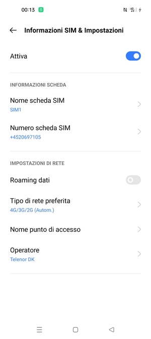 Per modificare la rete, in presenza di problemi, seleziona Operatore