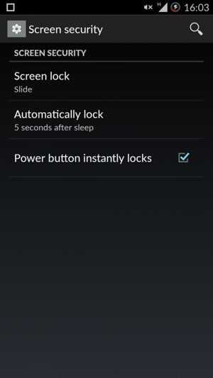 Select Screen lock