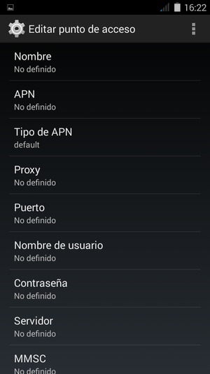 Seleccione Tipo de APN