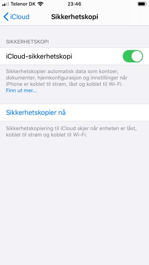 Velg Sikkerhetskopier nå