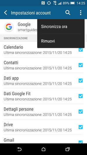 Seleziona Sincronizza ora