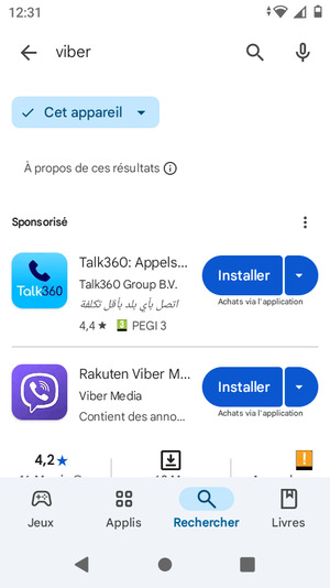 Sélectionnez l'appli