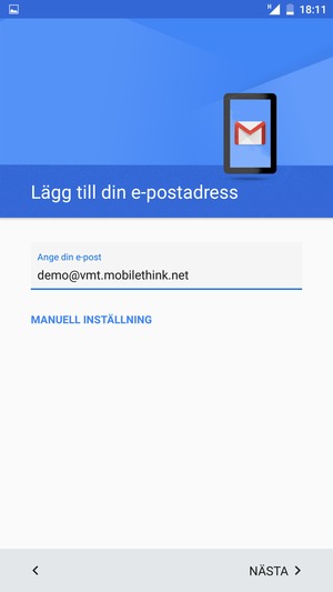 Ange din e-postadress och välj NÄSTA