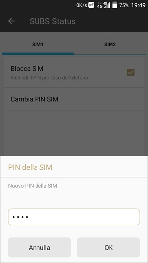 Inserisci Nuovo PIN della SIM e seleziona OK