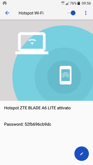 Il telefono è ora pronto per essere usato come modem