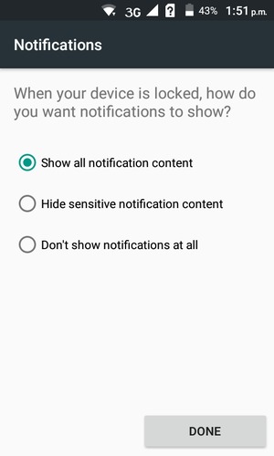 Select your preferred option and select DONE