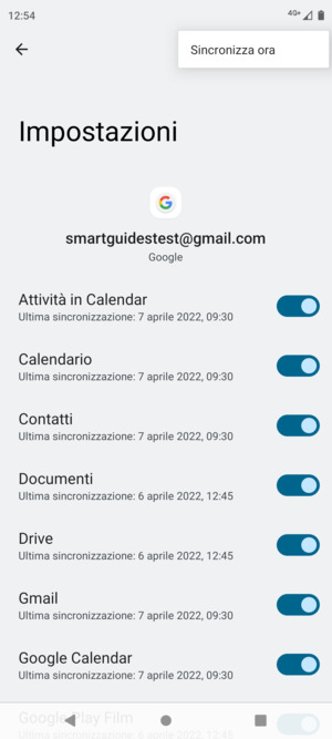 Seleziona Sincronizza ora
