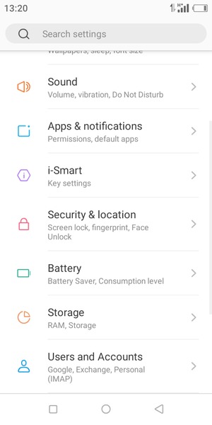 Scroll to and select Security & location