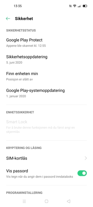 Bla til og velg SIM-kortlås