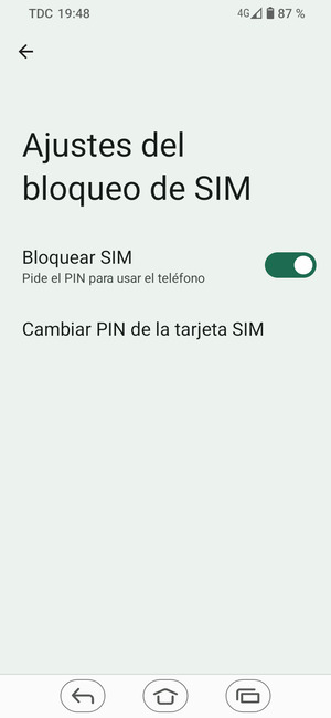 Seleccione Cambiar PIN de la tarjeta SIM