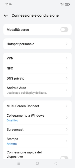 Seleziona Hotspot personale