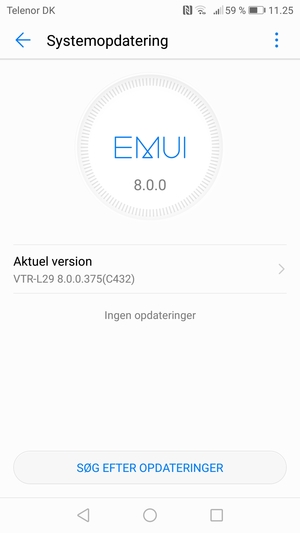 Hvis din telefon er opdateret, vil du se følgende skærmbillede