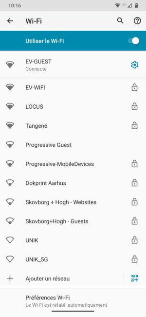 Vous êtes maintenant connecté au réseau Wi-Fi