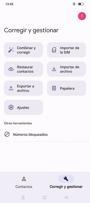 Seleccione Importar de la SIM