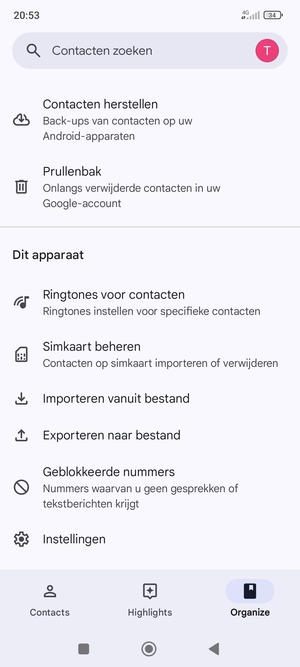 Scroll naar en selecteer Simkaart beheren