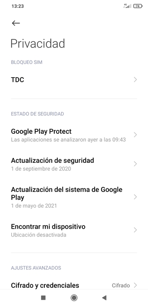 Seleccione Actualización de seguridad