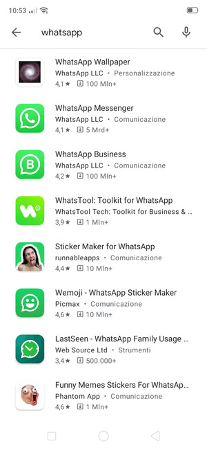 Seleziona l'applicazione