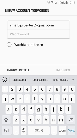 Voer uw Gmail adres in en selecteer Volg.
