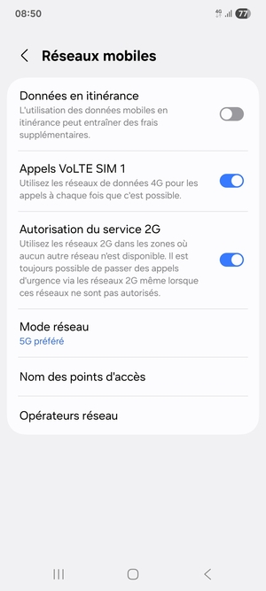 Sélectionnez Nom des points d'accès