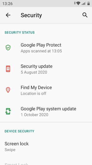 Select Screen lock