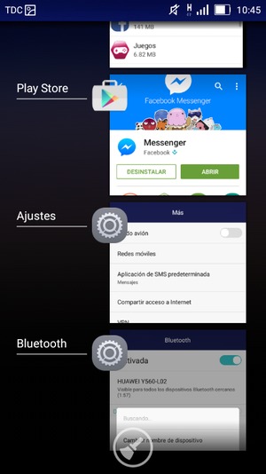 Seleccione el icono Eliminar para cerrar todas las aplicaciones en ejecución