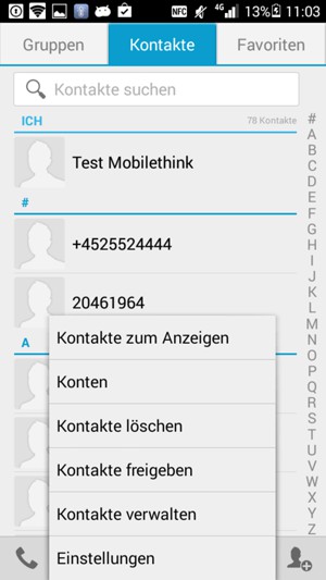 Wählen Sie Kontakte verwalten
