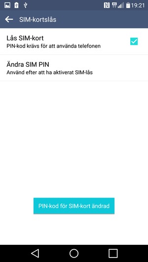 Din PIN-kod för SIM-kort har bytts