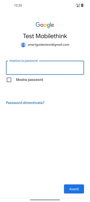 Inserisci la tua password e seleziona Avanti